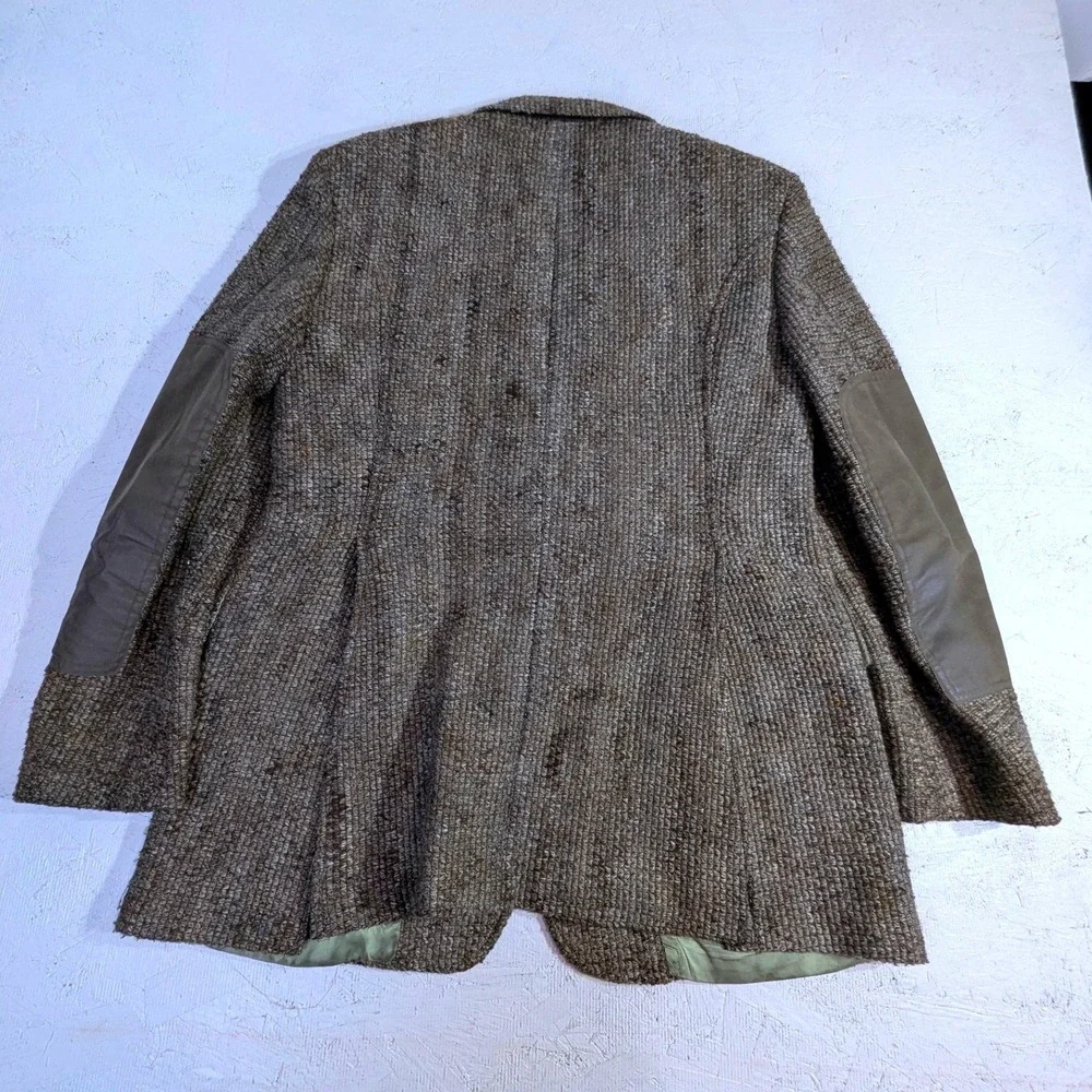 Vintage Johnny Carson Wool‎ Jacket L Brown Tweed Elbow Patches USA
